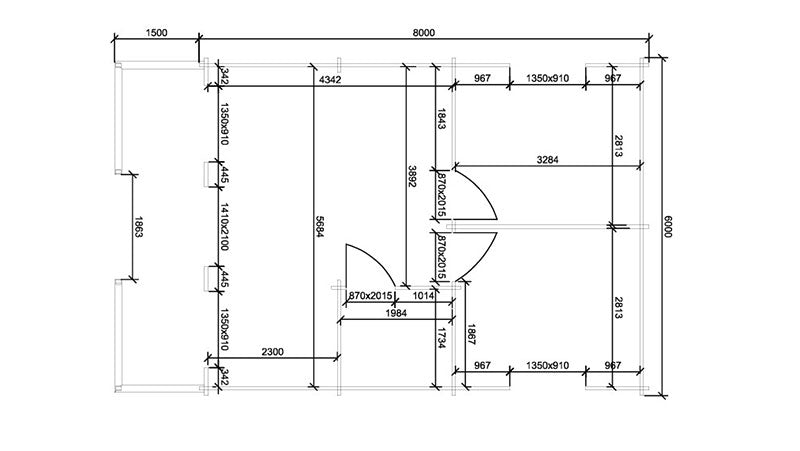 Aberfeldy 6m x 8m + 1.5m Veranda (58mm)