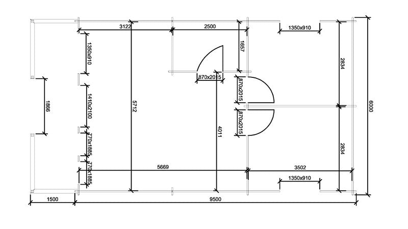 Cairnryan 6m x 9.5m + 1.5m Veranda (45mm)