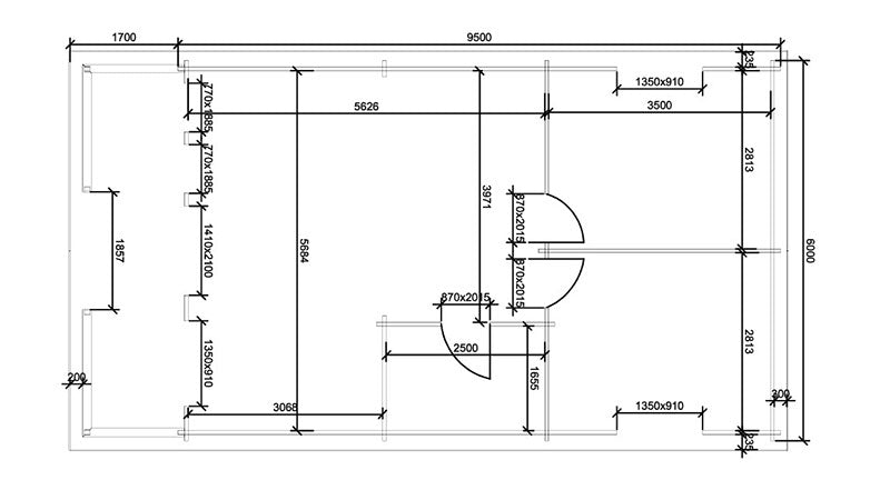 Cairnryan 6m x 9.5m + 1.5m Veranda (58mm)