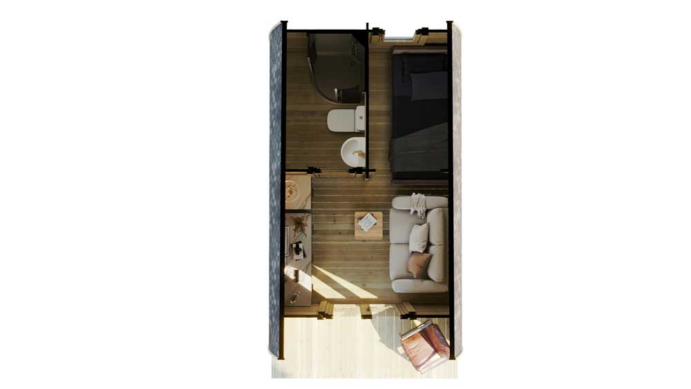 Stornoway Pod One Bed B - 4m x 8m